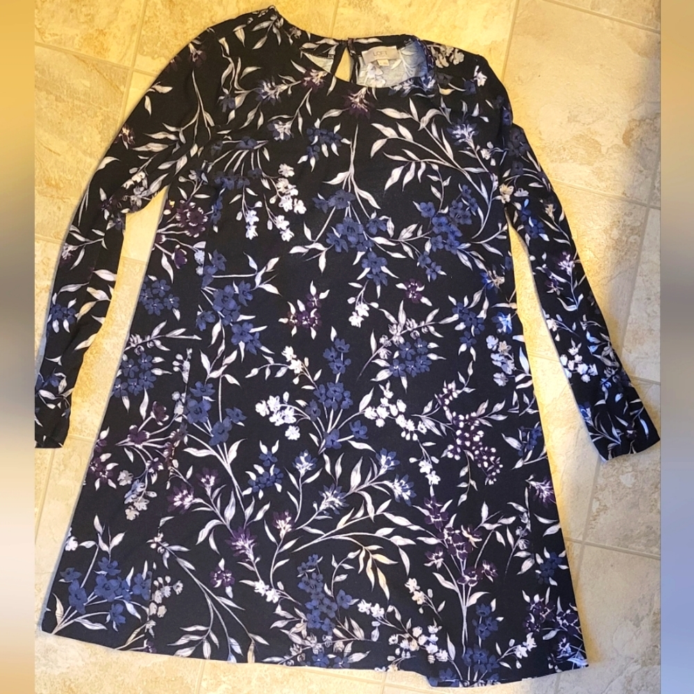 Floral Dress by Loft.                      (colors: black & blue)